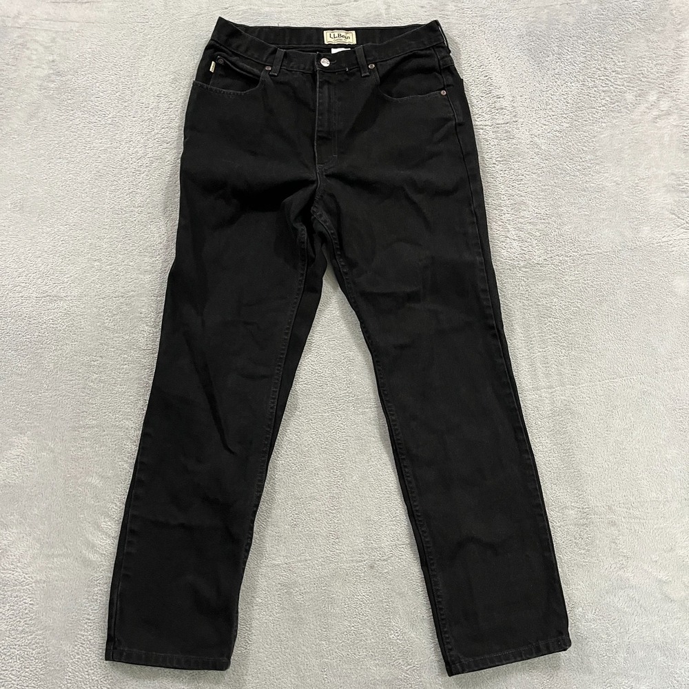 L.L. Bean Jeans Mens 33x32 (FITS 32x31) Black Denim Classic Fit Straight Leg